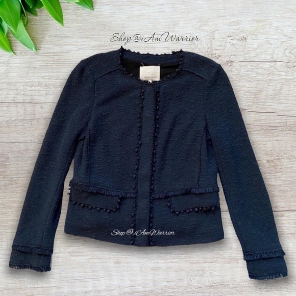 Rebecca Taylor navy blue stretch boucle jacket *shop@iamwarrior - Picture 11 of 16